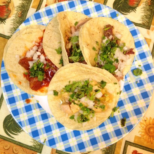 A taco plate at Taqueria Las Marias.
