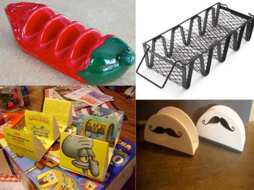 ChilePepper, Williams Sonoma, Spong Bob Squarepants Licensed Taco Holders, Mexican Handlebar Mustache Taco Holder