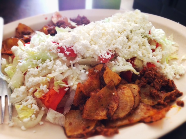 Tacos Rojos with all the fixings.