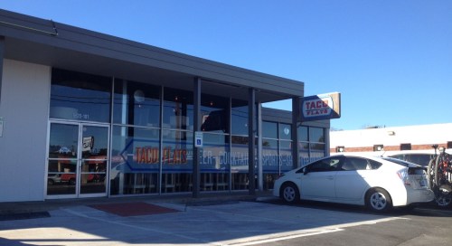 Taco Flats' modern and sleek exterior.