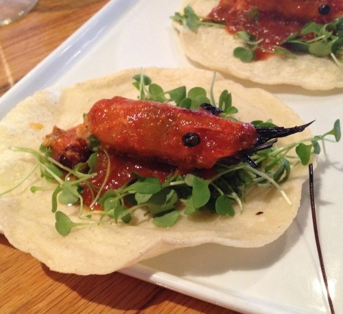 Revolver Taco Lounge's prawn head taco.